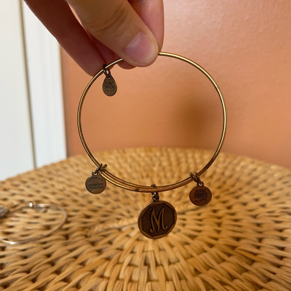 Alex & Ani “M” Initial Expandable Bangles Set of 2 - Picture 4 of 5